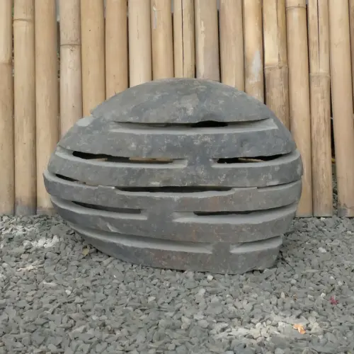 Product image of the product “Garden latern Peanut, removable part, approx. 35cm height, natural stone (Riverstone), stonemasonry ”